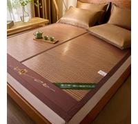 Summer Cool Bamboo Mat for Bed, Foldable Cool Mat, Double-Sided Cooling Bed Sheet Air Conditioning Mat, Bamboo and Rattan Woven Cooling Mat, Cool Summer Sleeping Mat(Brown C,200x218CM/78.7x8