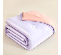 Summer Cool Quilt Thin Breathable Quilts Single/Double Skin-Friendly Duvet, For Sofa Throw/Lunch Break Blanket/Hot Nights, Polyester And Knitted Cotton Fabric, Washable(Double: 180X200cm,Purple)