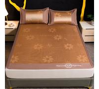 Summer Cooling Bamboo Sleeping Mat Foldable, Ice Rattan Mat 3 Piece Set (1 Mattress + 2 Pillowcases) Summer Ice Silk Mat Washable Cooler Mattresses, for Home School Dormitory(120cm)