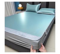 Summer Cooling Sleeping Mat With Pillowcase, Breathable Ice Silk Blend Fabric, 360° Elastic Encasement For Hotels Camping Dorms, Foldable Design