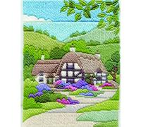 Summer Cottage Long Stitch Picture Kit, 14ct Printed Canvas, Anchor Wool Tapestry Thread, 24cm x 17cm