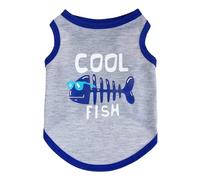 Summer Cotton Sphynx Cat Shirt Letter Print Pet Vest Apparel for Cats Lightweight Breathable Kitten Clothes Ragdoll Siamese Persian(Gray,L)