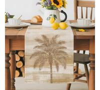 Summer Country Palm Tree Table Runner 72 Inches Long,Table Runners Kitchen Dining Tables Decoration for Home Party Decor, Tropical Tan Leaves Tables Runner Wedding Dresser Scarf