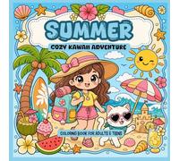 Summer Cozy Kawaii Adventure Coloring Book for Adults & Teens: Bold and Easy Coloring Book Featuring Cute Girls, Adorable Cats, Tropical Beaches, Cozy ... Fun Adventures and Relaxing Kawaii Moments