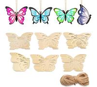 Summer Crafts for Adults,36PCS Paintable Unfinished Hollow Butterfly Ornaments,6 Styles DIY Unfinished Wood Cutouts Ornament for Hanging Decorations