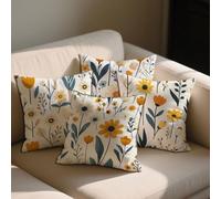Summer Cushion Covers Floral Cushions Covers 100x100 cm Set of 4 for Sofa Bed Square Velvet Decorative Pillowcase Double Sided Printing Throw Pillow Case Indoor Home Room Decor, Gifts for Women b-1302