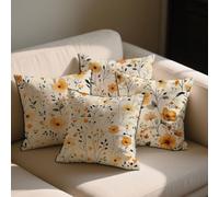 Summer Cushion Covers Floral Cushions Covers 100x100 cm Set of 4 for Sofa Bed Square Velvet Decorative Pillowcase Double Sided Printing Throw Pillow Case Indoor Home Room Decor, Gifts for Women b-1286