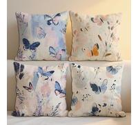 Summer Cushion Covers Plant Cushions Covers 50x50 cm Set of 4 for Sofa Bed Square Linen Decorative Pillowcase Double Sided Printing Throw Pillow Case Indoor Home Room Decor, Gifts for Women b-1266