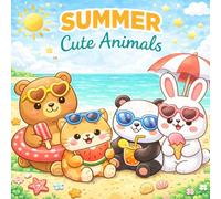 Summer Cute Animals Coloring Book: Fun and Easy Bold Line Designs with Adorable Animals at the Beach, Ice Cream, Sunshine and Summer Activities for Kids Ages 4-12