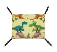 Summer Cute Cartoon Dinosaurs Printed Pet Hammock for Cage Hanging Pet Hammock Bed with Metal Hooks for Guinea Pigs, Hamsters, Gerbils, Kittens, Cat Cages