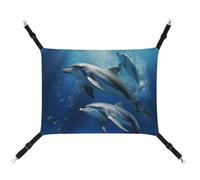 Summer Cute Dolphins Printed Pet Hammock for Cage Hanging Pet Hammock Bed with Metal Hooks for Guinea Pigs, Hamsters, Gerbils, Kittens, Cat Cages