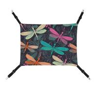 Summer Cute Dragonfly Printed Pet Hammock for Cage Hanging Pet Hammock Bed with Metal Hooks for Guinea Pigs, Hamsters, Gerbils, Kittens, Cat Cages