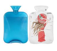 Summer Cute Girl Hot Water Bottle with Cover, 2L Hot Water Bag for Pain Relief, Neck Soft and Shoulder, Hand Feet Warmer, Hot and Cold Compress for Adult Kids
