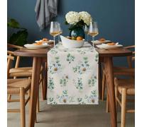 Summer Daisy Table Runner 13x48 inch Eucalyptus Leaves Flower Farmhouses Vintage Cotton Linen Dining Table Runner Ideal for Dresser Kitchen Coffee Tables - Machine Washable