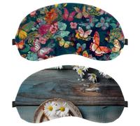 Summer Daisy with Sweet Cake on Blue Wooden Background 2 PCS Light-Blocking Soft Breathable Sleep Mask Eye Masks Sleeping Mask