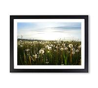 Summer Dandelion Landscape Framed Print | A2 Black Framed Wall Art | Ready to Hang | Modern Landscape Picture | Living Room Bedroom Lounge Office