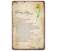 Summer Day Poem Wall Art Metal Signs Mary Oliver Quotes Wall Art Poetry Posters for Home Vertical Decor Living Room Wall Prints for Bedroom Aesthetic for Bathroom 12x16 Inch