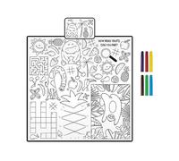 Summer Days Colour Your Own Picnic Blanket - w/ 6x Markers For Kids- Reusable Arts and Cratfs For Kids