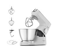 Kenwood Titanium Chef Baker, Kitchen Machine with K-Whisk, Stand Mixer with Kneading Hook, Whisk and 5L Bowl, KVC65.001WH, Power 1400W, White
