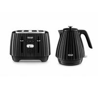 [Summer Deals - £55.99 with Free Next-Day Delivery] De’Longhi Ballerina Kettle & Toaster Bundle Set - Black, 1.7L Kettle Capacity, 4-Slice Toaster