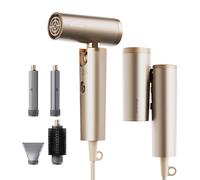 [Summer Deals - Free Next-Day Delivery]Uniorange H16 Portable Foldable High-Speed Hair Dryer, 110K Motor Speed, 1 Billion+ Ion Shield Technology, Includes 4 Styling Nozzles, Gold