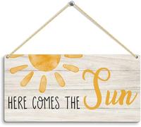 Summer Decor, Summer Decorations For Home Office Door Decor Signs, Summer Sign, Here Comes The Sun Sign, Summer Front Door Wall Hanging Plaque Decor 5x10 Inch