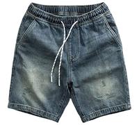 Summer denim shorts men's sand wash straight five-point pants light color outer wear middle pants