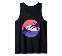 Summer design with a sunset at the beach and palm trees Tank Top