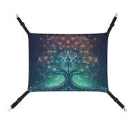 Summer Digital Futuristic Tree of Life Icon with Space Printed Pet Hammock for Cage Hanging Pet Hammock Bed with Metal Hooks for Guinea Pigs, Hamsters, Gerbils, Kittens, Cat Cages