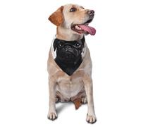 Summer Dog Bandanas Adjustable Kerchief Triangle Bibs Scarf Washable Soft Pet Bandanas for Medium Large Puppy Cats Pet Cute Black Pug Dog Costume Accessories Decoration