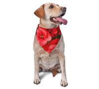 Summer Dog Bandanas Adjustable Kerchief Triangle Bibs Scarf Washable Soft Pet Bandanas for Medium Large Puppy Cats Pet Red Geraniums Costume Accessories Decoration