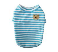 Summer Dog Clothes Bear Print Stripe T-Shirt French Bulldog Vests Luxury Dog Clothing Cat Thin Shirts Pet Costume(Blue,XL)