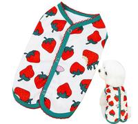 Summer Dog Clothes for Dogs - Soft Sleeveless Dog Clothes with Strawberry Pattern Design | Fashion Pet Clothes with Snap Back Breathable Comfortable for Dogs