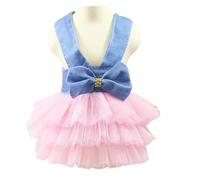 Summer Dog Clothes Pet Denim Dresses For Small Dogs Pomeranian Chihuahua Puppy Kitten Skirt Princess Dress Pink Girls Clothing(Pink Slip Dress,S-suit 1.5-2.5kg)