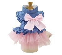 Summer Dog Clothes Pet Denim Dresses For Small Dogs Pomeranian Chihuahua Puppy Kitten Skirt Princess Dress Pink Girls Clothing (Color : Pink Dresses, Size : XL-suit 4.5-5.5kg)