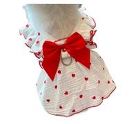 Summer Dog Cooling Dress Thin Bow Heart Print Dog Clothes Pet Skirt Kitten Puppy Costume Chihuahua Girls Dog Vest(Red,S)