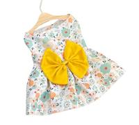 Summer Dog Princess Dress Kitten Pet Skirt Cute Printed Bow Lace Dog Dresses For Small Medium Puppies Poodle Chihuahua Apparel(Yellow,XL)