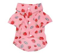 Summer Dog Shirt Cute Strawberry Pattern Breathable Sun Pet Hawaiian Shirt for Spring and Summer Cotton Material (M)