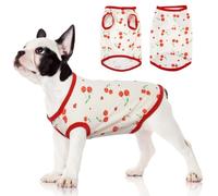 Summer Dog T-Shirt - Soft & Stretchy Tee for Small & Medium Dogs, dog vest，dog shirts，Perfect for Chihuahuas and Cats - Vibrant Red Cherry - Size S