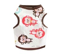 Summer Dog Vest Cute Cartoon Print Breathable Thin T-Shirt For Small Medium Dog Fashion Chihuahua Yorkshire Vest Pet Clothes(Monkey,XL)