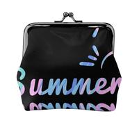 Summer Doodle Women's Leather Kiss Lock Pouch â€“ Stylish Small Zipper-Free Wallet for Coins, Cards, Makeup & Essentials â€“ Compact & Lightweight Design for Daily Use, Travel & Gifting