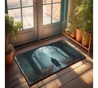 Summer Door Mat Outdoor A Solitary Figure In A Mysterious, Foggy Forest Doormat Backyard Decor Music Decor(40X60CM)