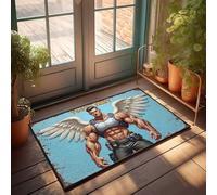 Summer Door Mat Outdoor Muscular Angel With Wings: The Tooth Fairy'S Guardian Doormat Backyard Decor Music Decor(40X60CM)