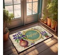 Summer Door Mat Outdoor Vintage Mayflower Floral Poster With Elegant Vase Designs Doormat Backyard Decor Music Decor(50X80CM)