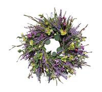 Summer Door Wreath, Artificial Lavender Wreath 24Inch Front Door Hanging Floral Wreath Simulation Flower Garland