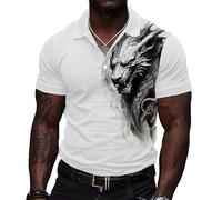 Summer Dragon Polo Shirt 3D Animal Pattern Half Button Sweatshirt Men's Casual Business Short Sleeve Pullover Tops