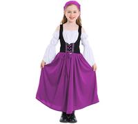 Summer Dress Oktoberfest Costume for Kids Girls Traditional German Bavarian Beer Party Dirndl Dresses Outfits Oktoberfest Princess Clothes Carnival Festival Birthday Gifts Purple