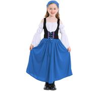 Summer Dress Oktoberfest Costume for Kids Girls Traditional German Bavarian Beer Party Dirndl Dresses Outfits Oktoberfest Princess Clothes Carnival Festival Birthday Gifts Blue