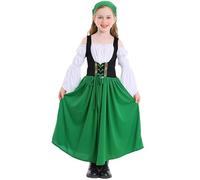 Summer Dress Oktoberfest Costume for Kids Girls Traditional German Bavarian Beer Party Dirndl Dresses Outfits Oktoberfest Princess Clothes Carnival Festival Birthday Gifts Green