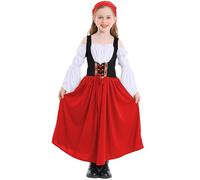 Summer Dress Oktoberfest Costume for Kids Girls Traditional German Bavarian Beer Party Dirndl Dresses Outfits Oktoberfest Princess Clothes Carnival Festival Birthday Gifts Red